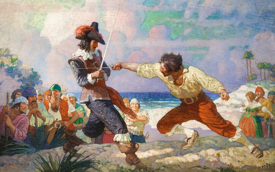 Prächtige Piratengeschichten, hieb- und stichfest ediert. Illustration von N. C. Wyeth, 1926 © TASCHEN/Photo © Christie’s Images/Bridgeman Images